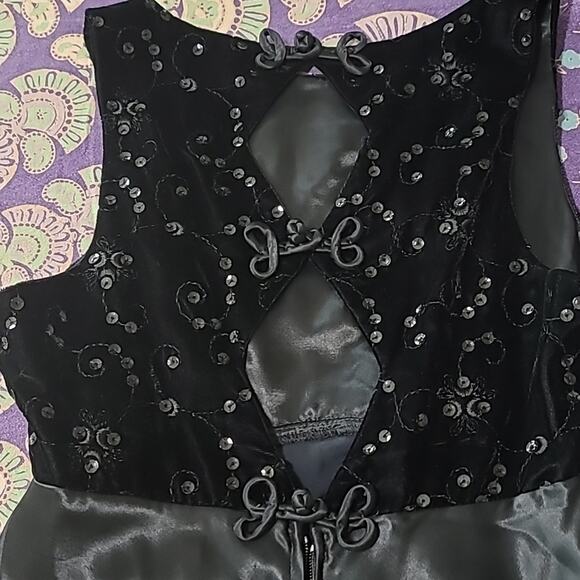 Never Worn VTG 2000s Prom Dress Long Silky Satin Velvet Sequin Empire Waist Top - Picture 11 of 11